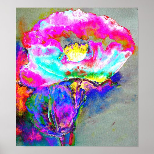 Pink Poppy, Blumenbemalung in Aquarellen Poster (Vorne)