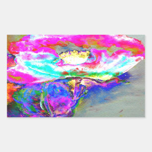 Pink Poppy, Blumenbemalung in Aquarellen Rechteckiger Aufkleber