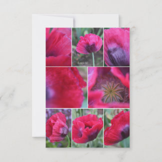 Pink Poppy Collage Mitteilungskarte