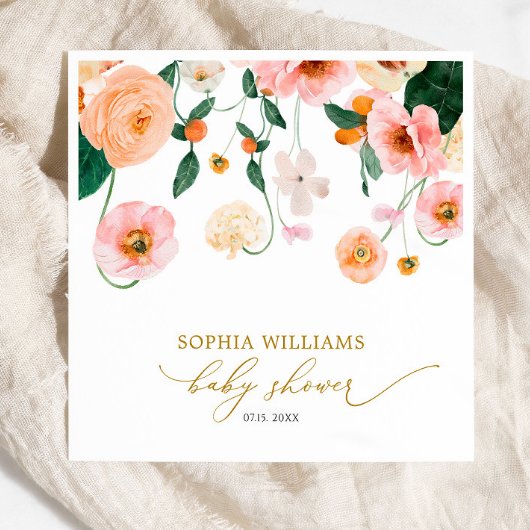 Pink Poppy Floral Baby Dusche Napkins Serviette