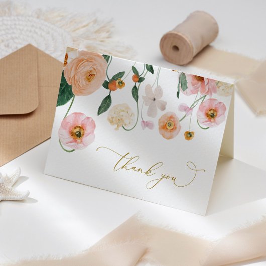 Pink Poppy Floral Danke Karte