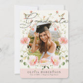 Pink Poppy Floral Foto Abschluss Ankündigung (Vorderseite)