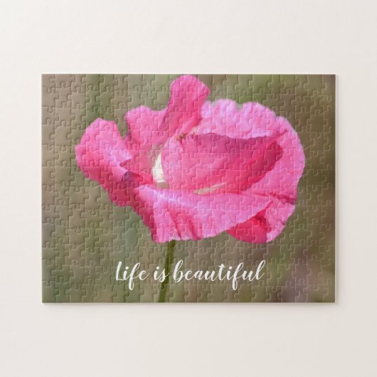 Pink Poppy floral Inspiration Zitat Puzzle (Horizontal)
