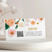 Pink Poppy Floral Wedding QR UAWG Begleitkarte