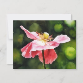 Pink Poppy Flower Floral Art Note Card Set Mitteilungskarte