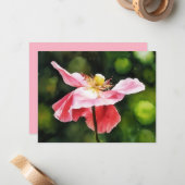 Pink Poppy Flower Floral Art Note Card Set Mitteilungskarte (Vorderseite/Rückseite Beispiel)