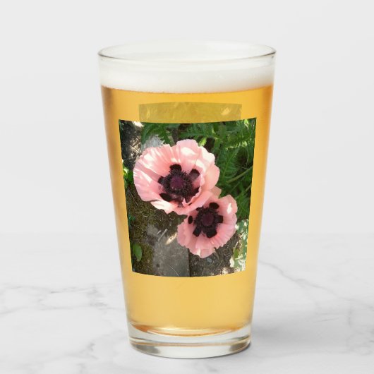 Pink Poppy Flower Glass Glas (Vorne (Gefüllt))