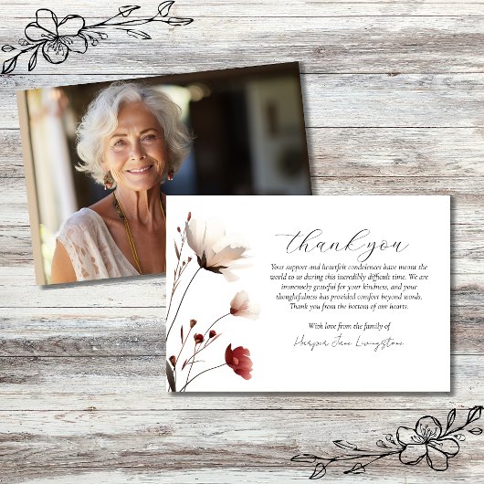 Pink Poppy Foto Memorial Dankeskarte