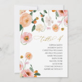 Pink Poppy Hochzeit Tischnummer 4 Sitzplan (Rückseite)