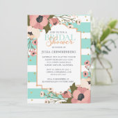 Pink Poppy Liebe | Brautdusche Einladung (Stehend Vorderseite)