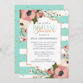 Pink Poppy Liebe | Brautdusche Einladung (Vorne/Hinten)