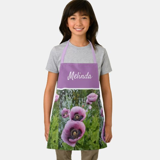 Pink Poppy Lila Blume Girls Kinder Schürze (Insitu)