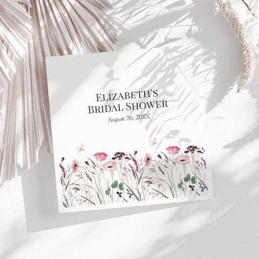 Pink Poppy Meadow Brautparty Napkins Serviette