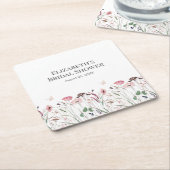 Pink Poppy Meadow Brautparty Rechteckiger Pappuntersetzer (angewinkelt)