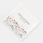 Pink Poppy Meadow Wedding Napkins Serviette (Ecke)