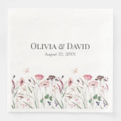Pink Poppy Meadow Wedding Napkins Serviette (Vorderseite)