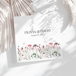 Pink Poppy Meadow Wedding Napkins Serviette