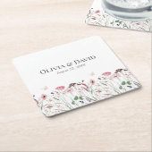 Pink Poppy Meadow Wedding Rechteckiger Pappuntersetzer (angewinkelt)