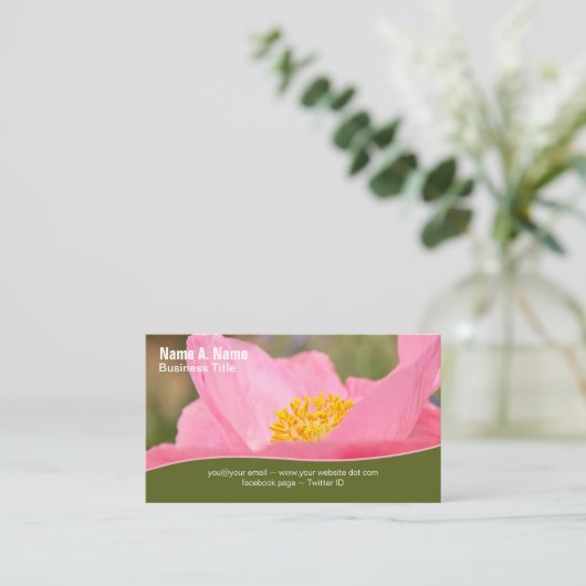 Pink Poppy Nah-up Foto Verdoppelte Seite Visitenkarte (Stehend Vorderseite)
