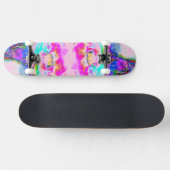 Pink Poppy Rosa und weiße Punkte Skateboard (Horizontal)