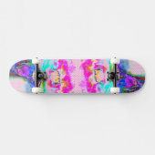 Pink Poppy Rosa und weiße Punkte Skateboard (Horizontal)