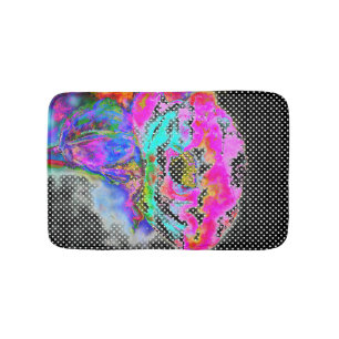 Pink Poppy - schwarz-weiße Polka-Punkte Badematte