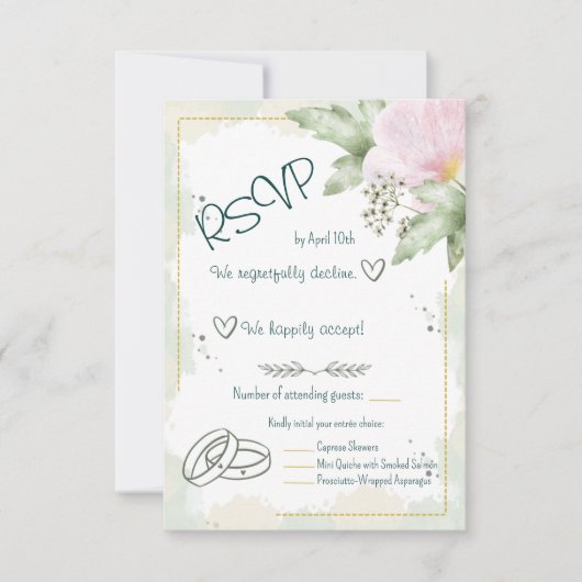 Pink Poppy Watercolor Florals RSVP Karte (Vorderseite)