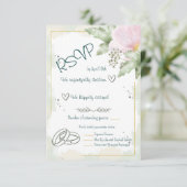 Pink Poppy Watercolor Florals RSVP Karte (Stehend Vorderseite)
