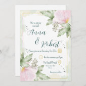 Pink Poppy Watercolor Florals Wedding Einladung (Vorne/Hinten)