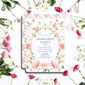 Pink Poppy Wildblumen Aquarell Abschluss Einladung