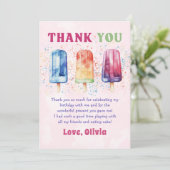 Pink Popsice Ice Cream Girl Danke Karte (Stehend Vorderseite)