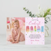 Pink Popsice Ice Cream Girl Foto Danke Karte (Stehend Vorderseite)