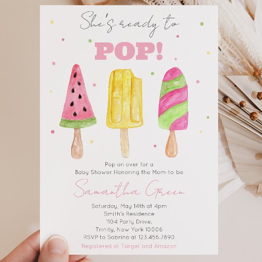 Pink Popsicle Baby Dusche Einladung
