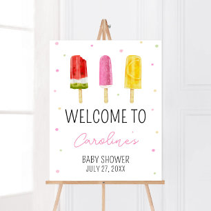Pink Popsicle Baby Dusche Willkommen Poster