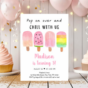 Pink Popsicle Chill with us Birthday Einladung