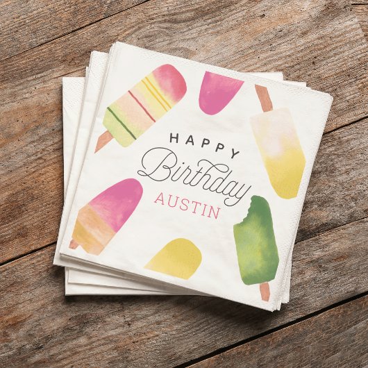 Pink Popsicle Personalisiert Kindergeburtstag Part Serviette
