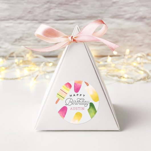 Pink Popsicle Personalisierter Kindergeburtstag Runder Aufkleber