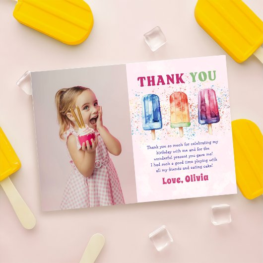 Pink Popsiday Foto Dankeschön Karte