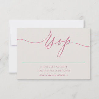 pink popular Simple Minimalist Modern Wedding RSVP Karte
