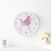 Pink Posh Poodle Baby Kids Große Wanduhr (Zuhause)