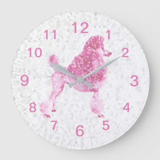 Pink Posh Poodle Baby Kids Große Wanduhr (Vorderseite)