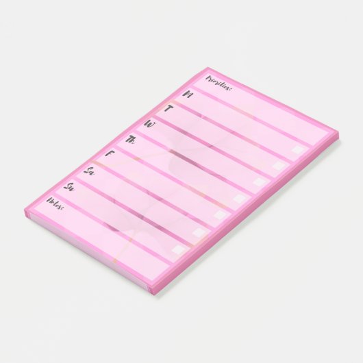 Pink Post-It Note Simple Weekly Planner Klebezettel (angewinkelt)