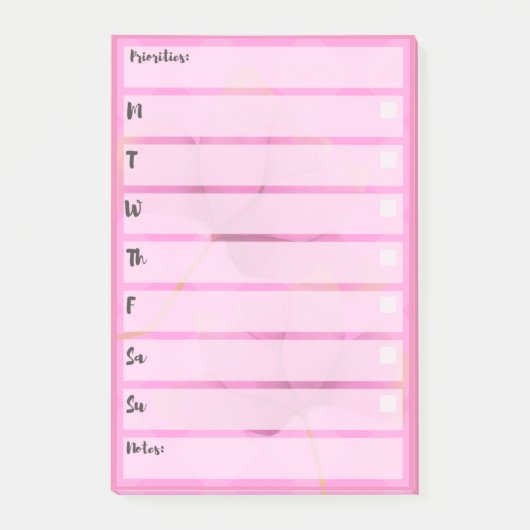 Pink Post-It Note Simple Weekly Planner Post-it Klebezettel (Vorderseite)