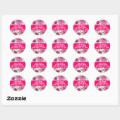 Pink Posy Address Labels Runder Aufkleber (Blatt)
