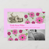 Pink Posy - Baby Girl Ankündigungspostkarte (Vorne/Hinten)