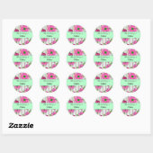 Pink Posy Book Label Runder Aufkleber (Blatt)