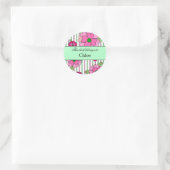 Pink Posy Book Label Runder Aufkleber (Tasche)