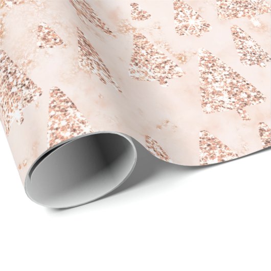 Pink Powder Gold Glitzer Weihnachtsbaum Marmor Lux Geschenkpapier (Rolleneckpunkt)