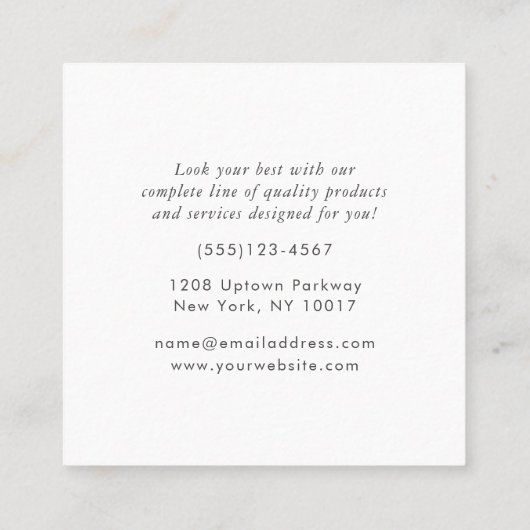 Pink Powder Puff Beruflich Makeup Artist Quadratische Visitenkarte (Rückseite)