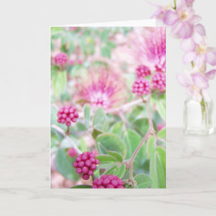 Pink Powder Puff Blume und Green Folies Karte
